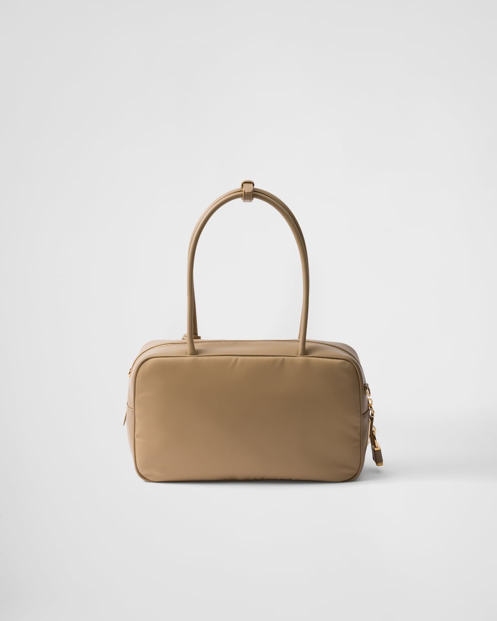 Re-Nylon and Leather Medium Top-Handle Bag With Padlock - Image 4